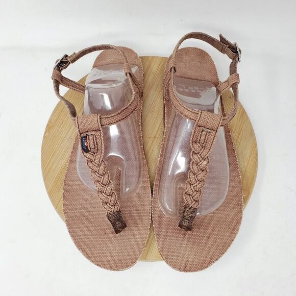 Rainbow T Street Sandals Womens 9 Hemp Thong Flip Flops Brown Shoes XL - Picture 4 of 14